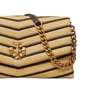 Tory Burch Kira Wallet Chain in Straw NWT